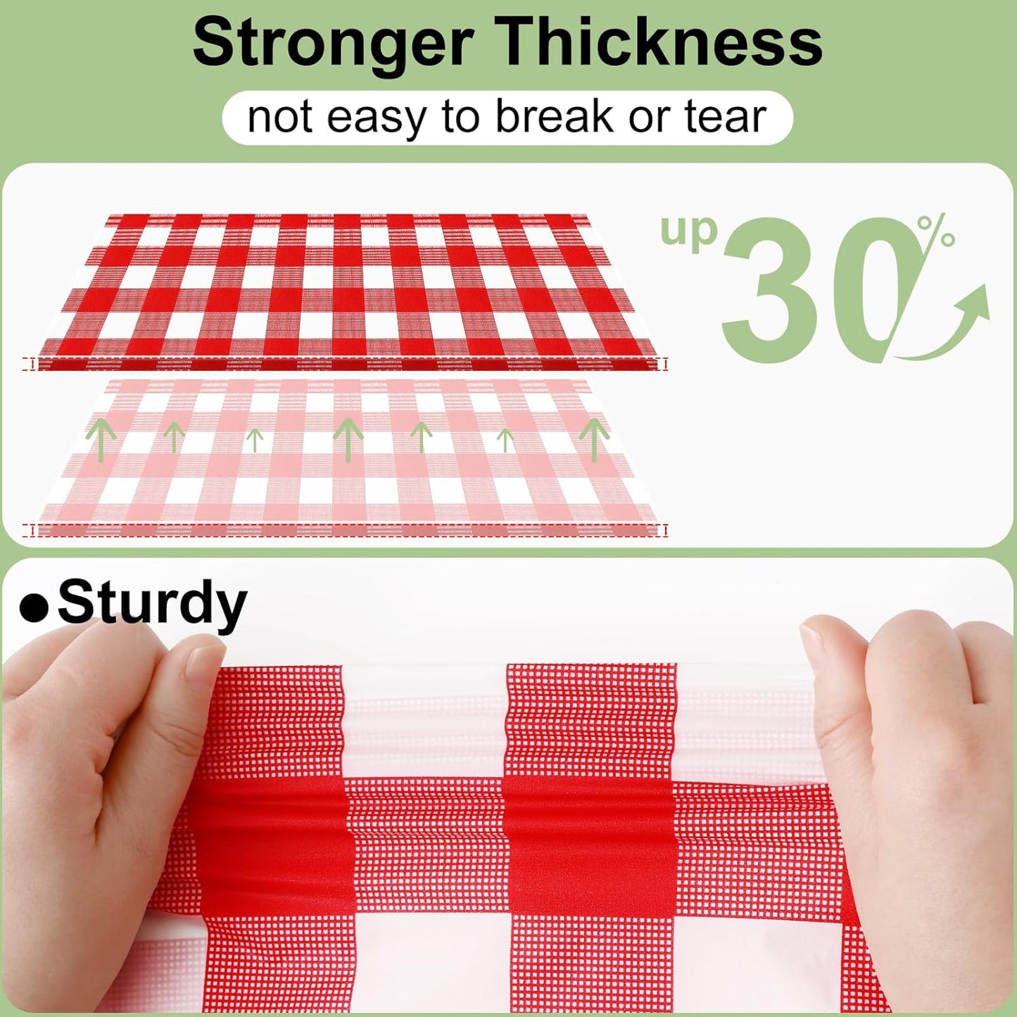 Misaya Buffalo Disposable Tablecloths - 54 x 108 Inch Waterproof Red and White Checkered Covers for Parties & Picnics