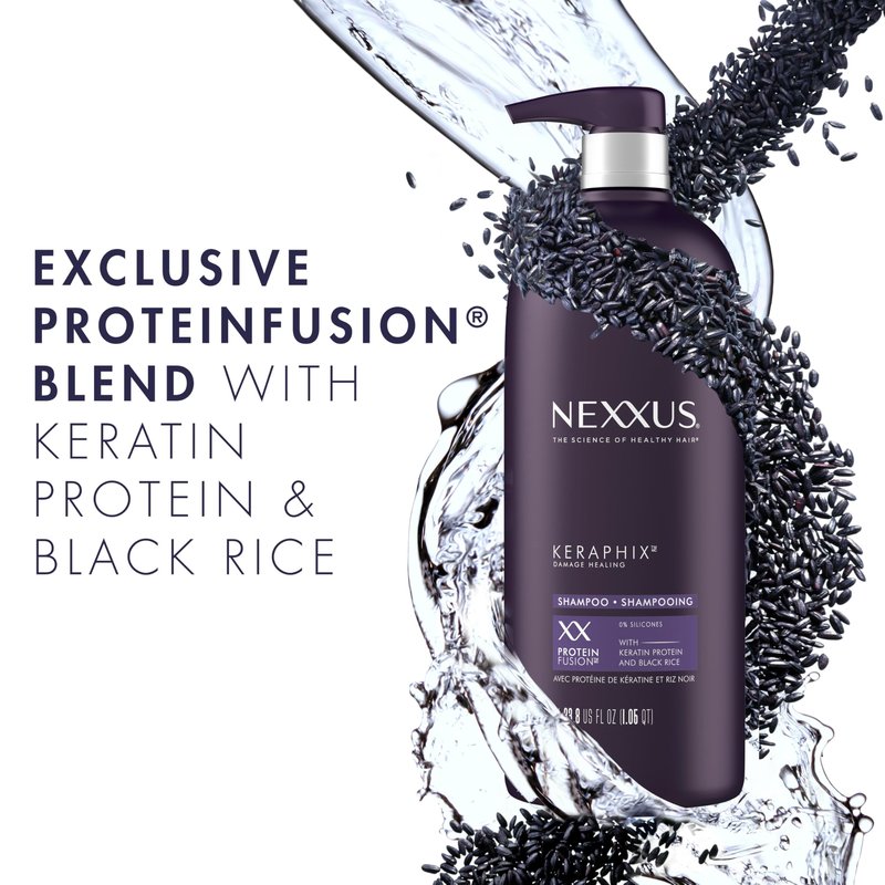 Nexxus Keraphix Shampoo and Conditioner - Damaged Hair Treatment System with Keratin Protein and Black Rice, 2 Count & 3 Repair Masks Treatment, 33.8 oz, 1.5 oz, 3 Count, 5 Count ( Pack of 1)