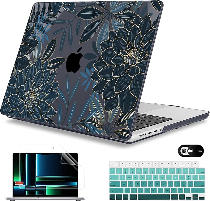 Mektron Case for 2026 M5 MacBook Pro 16 inch A3429 A3428 M4 A3403 A3186 M3 A2991 M2 A2780 M1 A2485 (2021-2025) Pro/Max with Liquid Retina XDR, Hard Shell Plastic Laptop Cover, Dahlia Flower C035