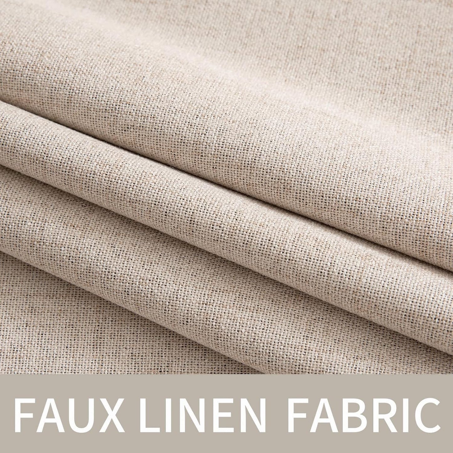 MIULEE 100% Blackout Textured Curtains - Thermal Insulated Room Darkening Drapes | Natural Beige, 52 x 94 Inch (2 Panels)