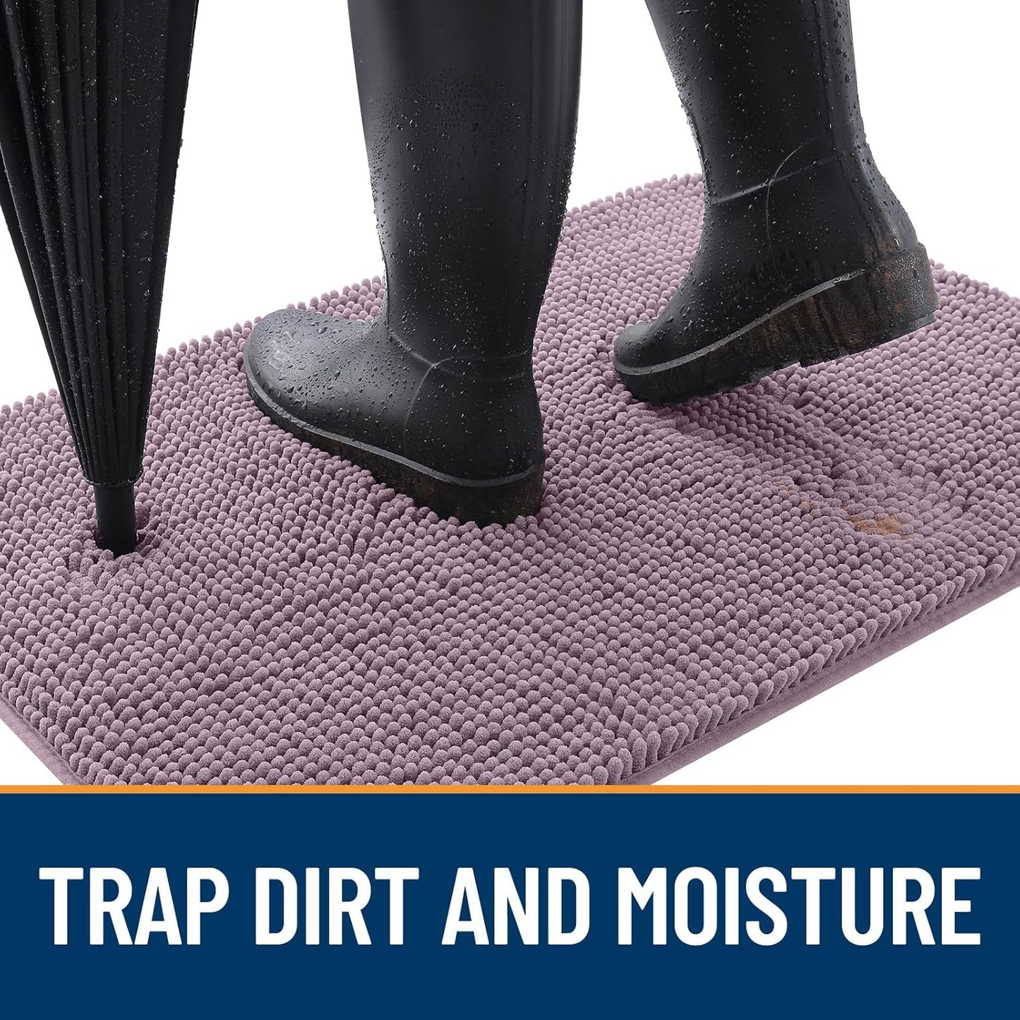 OLANLY Dog Door Mat - Absorbent Non-Slip Chenille Mat for Muddy Paws | 40x24 Deep Plum Color