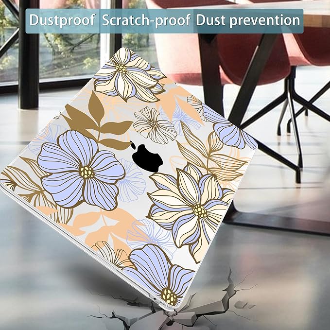 Mektron for 2026 MacBook Air 13-inch M5 Laptop Case A3449 with 13.6-inch Liquid Retina Display Fits 2025 A3240 M4 2024 A3113 M3 2023 A2681 M2 Printed Hard Shell for MacBook Air 13.6", Abstract Floral
