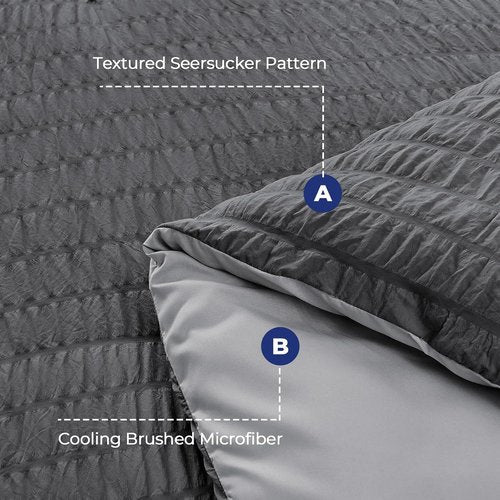 HYMOKEGE Twin XL Comforter Set - All-Season Luxury 5-Piece Bedding Set in Dark Grey/Light Grey