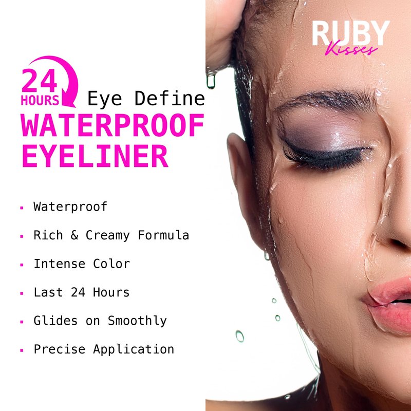 Ruby Kisses Pencil Eyeliner, Retractable Eyeliner, Waterproof, Smudge-Proof Eye Makeup, High Pigmented, 24H Long Lasting Eyepencil (Deep Brown)