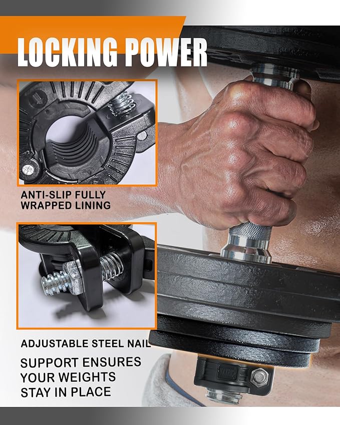 Barbell Clamp 1 inch Multiple Sizes & Adjustable Weight Clips for Barbell Quick Release Barbell Clips|Barbell Collar Bar Locks for Weight Lifting (Black)