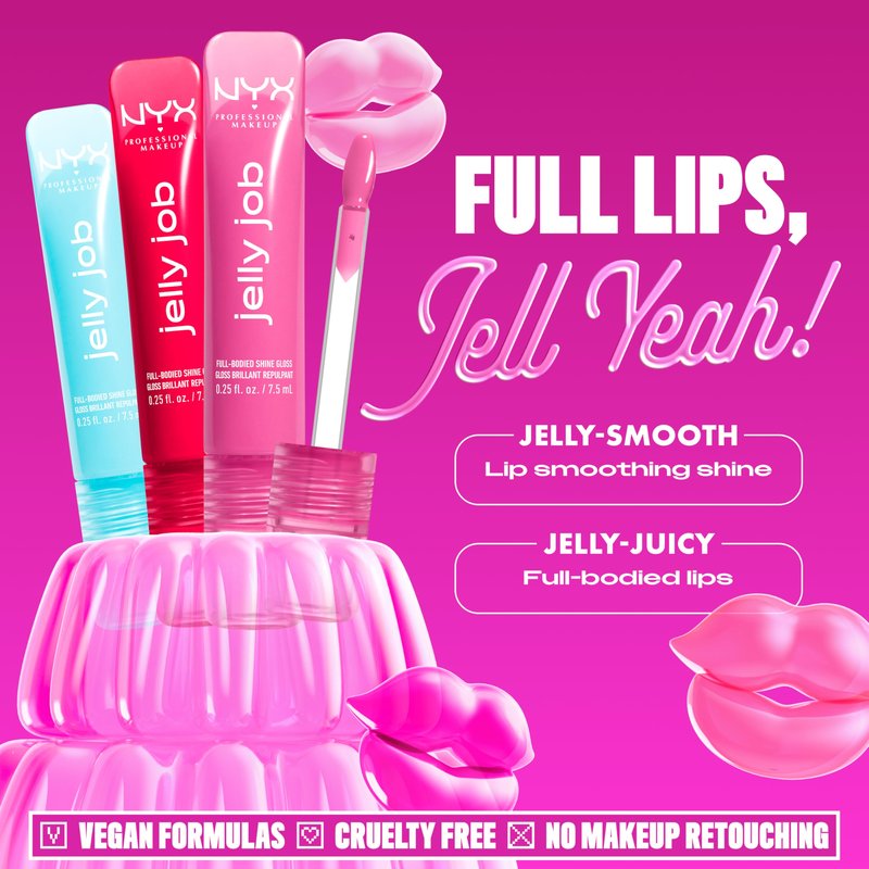 NYX PROFESSIONAL MAKEUP Jelly Job Lip Gloss, Lip Tint Gloss with Full-Bodied, Smoothing, and Hyper-Glossy Shine - Toast N' Jelly (Pale Nude)
