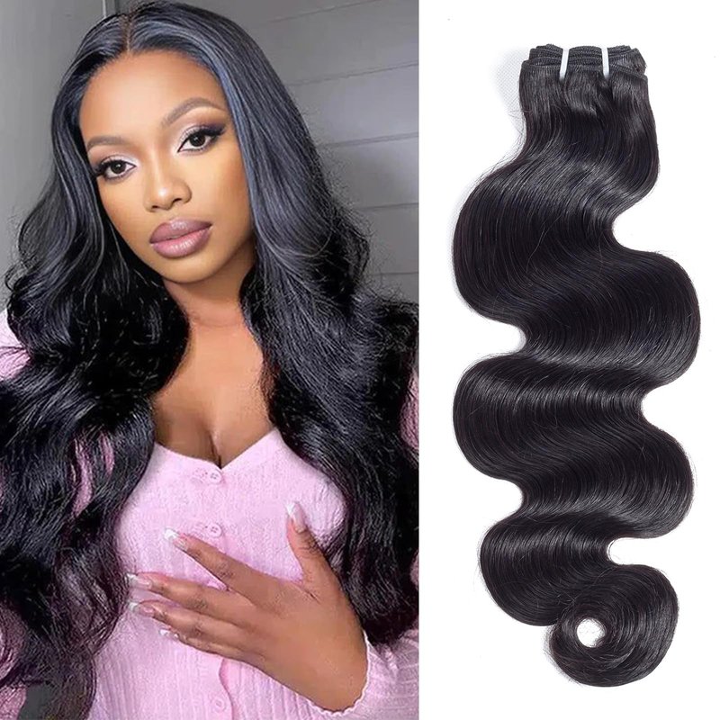 Body Wave Bundles Human Hair 16 Inch Human Hair Bundles Single Wavy Bundles 12A Brazilian Unprocessed Virgin Hair Extensions Human Natural Color Hair