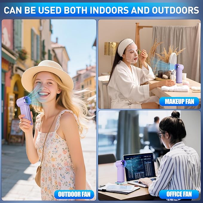 Portable Handheld Fan, Powerful Mini Hand Held Fan, 5000mAh Rechargeable, Digital Display, 1-199 Speeds Adjustable, Personal Fan for Travel Outdoor Camping Home Makeup Commuting, Gifts for Women Men