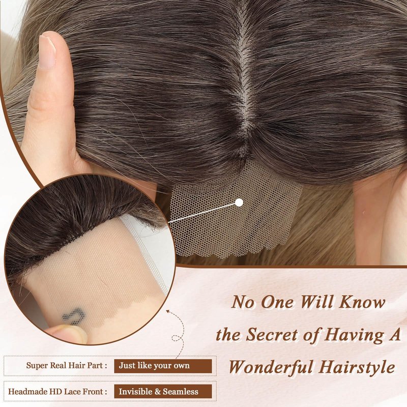 MORICHY Hair Topper for Women with Thinning Hair 20inch Long Wavy HairToppers with Bangs 6.5"x6.5" Large Base Synthetic Wiglets Ombre Dark Blonde