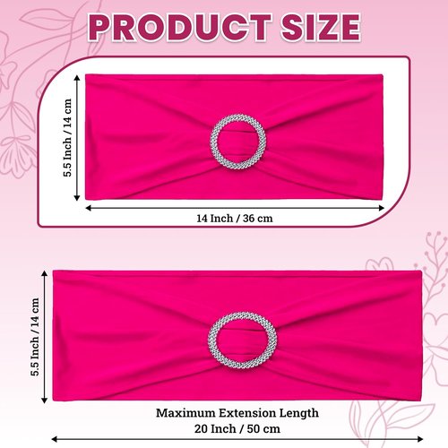 MDS Premium Spandex Chair Sashes - Stretchy Bow Covers with Buckle Slider for Weddings | Magenta, Pack of 50