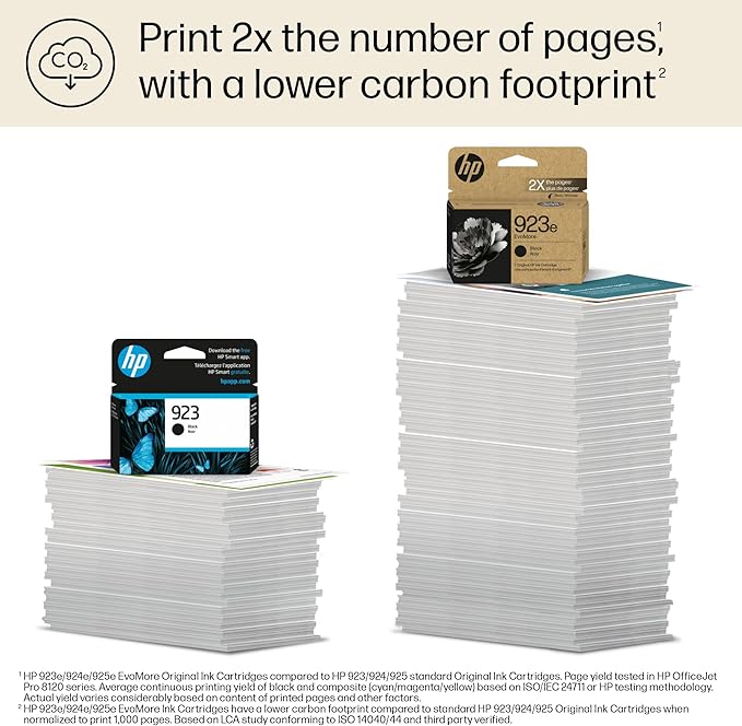 HP 923e Black EvoMore Ink Cartridge| Works with Printer Series: OfficeJet 8120, OfficeJet Pro 8130 | Carbon Neutral | 4K0T7LN