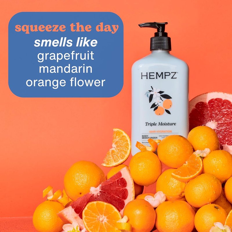Hempz Triple Moisture Body Moisturizer - Hydrating Lotion with Vitamin C & Hempseed Oil | 17 Oz for Dry Skin
