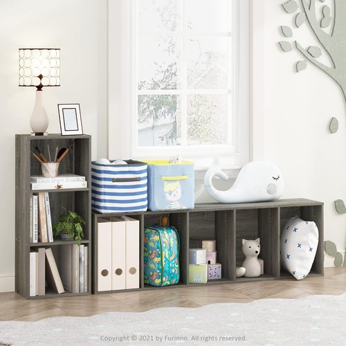 Furinno LUDER Bookshelf - 3-Cube Bookcase with Open Shelves | Easy Assembly, French Oak Finish, 9.3 x 12 x 31.5