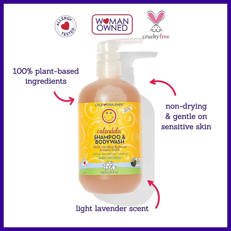 California Kids Shampoo & Body Wash - Soothing Calendula Formula | Hypoallergenic Lavender Scent | 19 oz