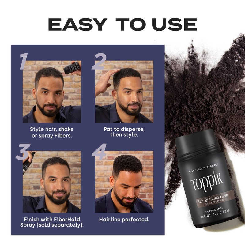 Toppik Hair Building Fibers, Medium Brown, 3g Fill In Fine or Thinning Hair, Instantly Thicker, Fuller Looking, 9 Shades for Men & Women, Keratin Protein Formula