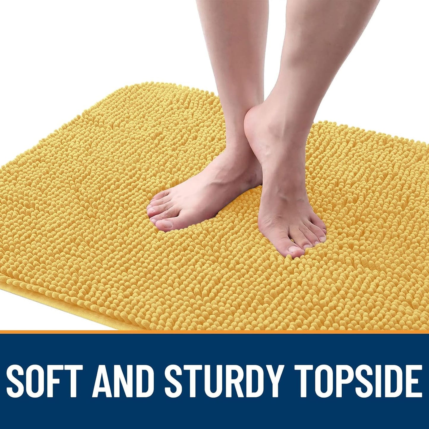 OLANLY Dog Door Mat - Absorbent Non-Slip Chenille Mat for Muddy Paws | 34x21 Inches, Quick Dry, Yellow
