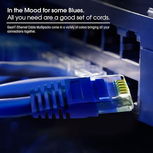 GEARit Cat 6 Ethernet Patch Cable 3 ft Blue (24-Pack Cat6 Ethernet Patch Cables 3ft), Cat 6 High Speed 24AWG 10Gbps RJ45 Snagless Gold-Plated, Ethernet Cable for Router, Switch, PC, PS5 Gaming, Server