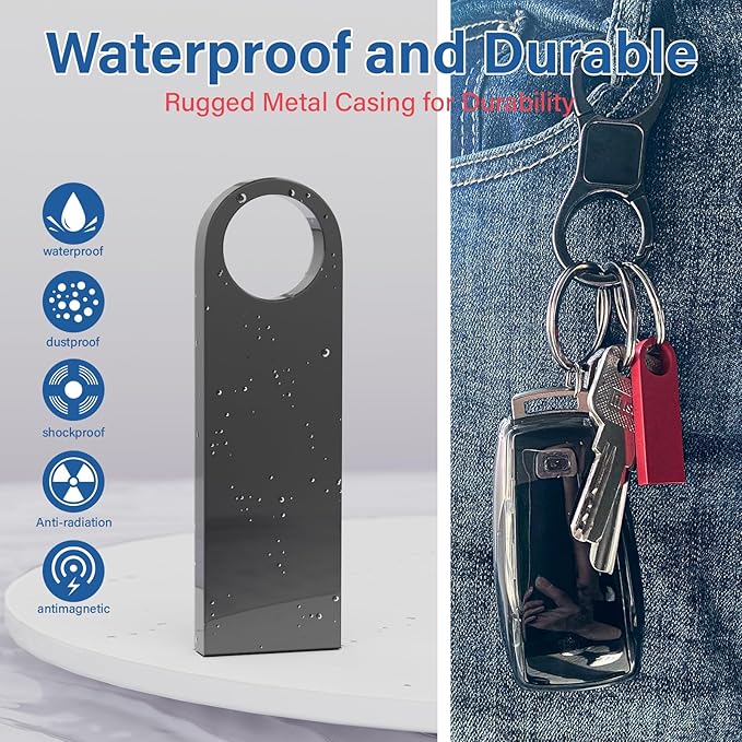 5 Pack 16GB USB Flash Drive with Keychains, Wooolken Sleek Metal USB 2.0 Thumb Drives Memory Stick for PC Laptop Computer