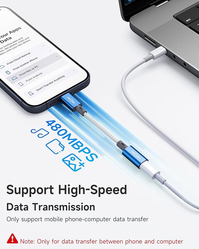 2 Pack Lightning to USB C Adapter, Fast Charging & Data Sync Adapter for iPhone 17 16 15 Pro Max Plus to USB-C, Compatible with Samsung S25/S24/S23, Not for Audio/OTG (Blue)
