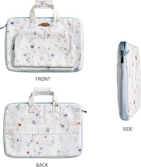 Maison d'Hermine Laptop Bag with Pocket Upto 15.5 inch Stain and Water Repellent Cotton Canvas Spring Summer (Ice Florals)