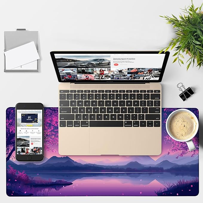 NITAHHHY Gaming Desk Pad Large Extra Length Starry Sky Full Moon Mouse Pad Keyboard Laptop Non-Slip Waterproof with Rubber Base Thick Stitched Edge Mouse Mat for Office Home 35.4 x 15.7 Inches