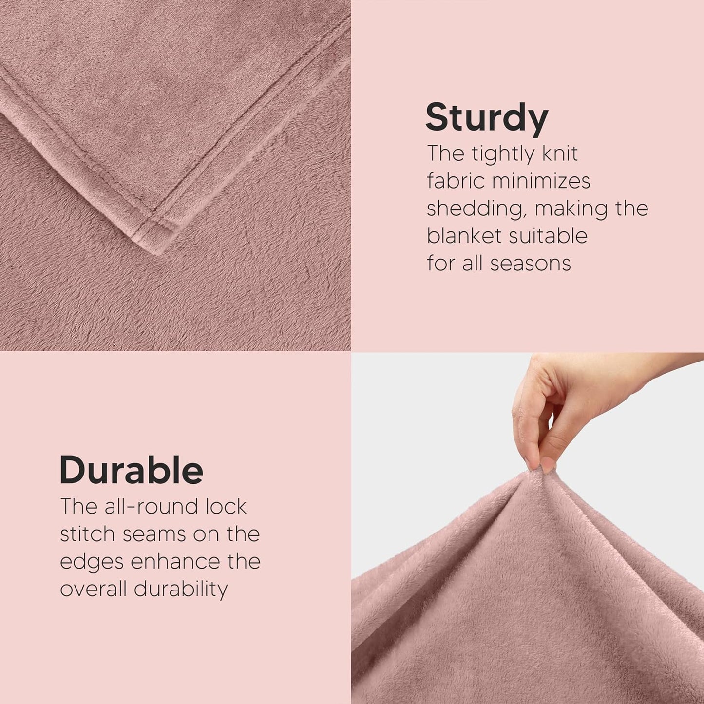 Utopia Bedding Fleece Blanket - Luxury Rose Pink 300GSM Soft Microfiber | Queen Size (90x90 Inch)