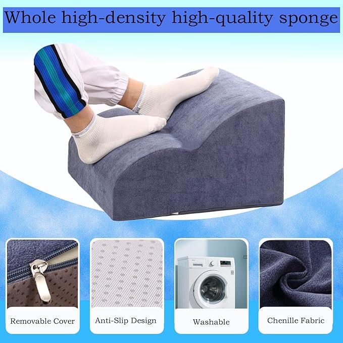 OpyTikar Foot Rest for Under Desk at Work.Multifunctional 3-Tier Foot Stool,with Washable Footrest.for Under Desk,Office Chair Gaming Chair & Sofa,Leg Elevation Pillow,Supports Posture-Light Blue