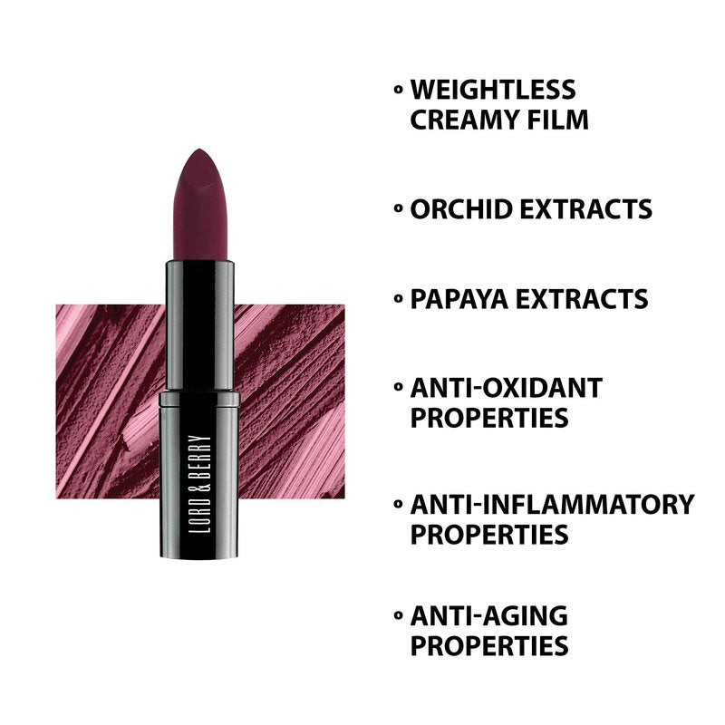 Lord and Berry Vogue Matte Lipstick - Rich, Highly Pigmented Lip Color - Infused with Papaya and Orchid Extracts - 7616 Romance - 0.81 oz