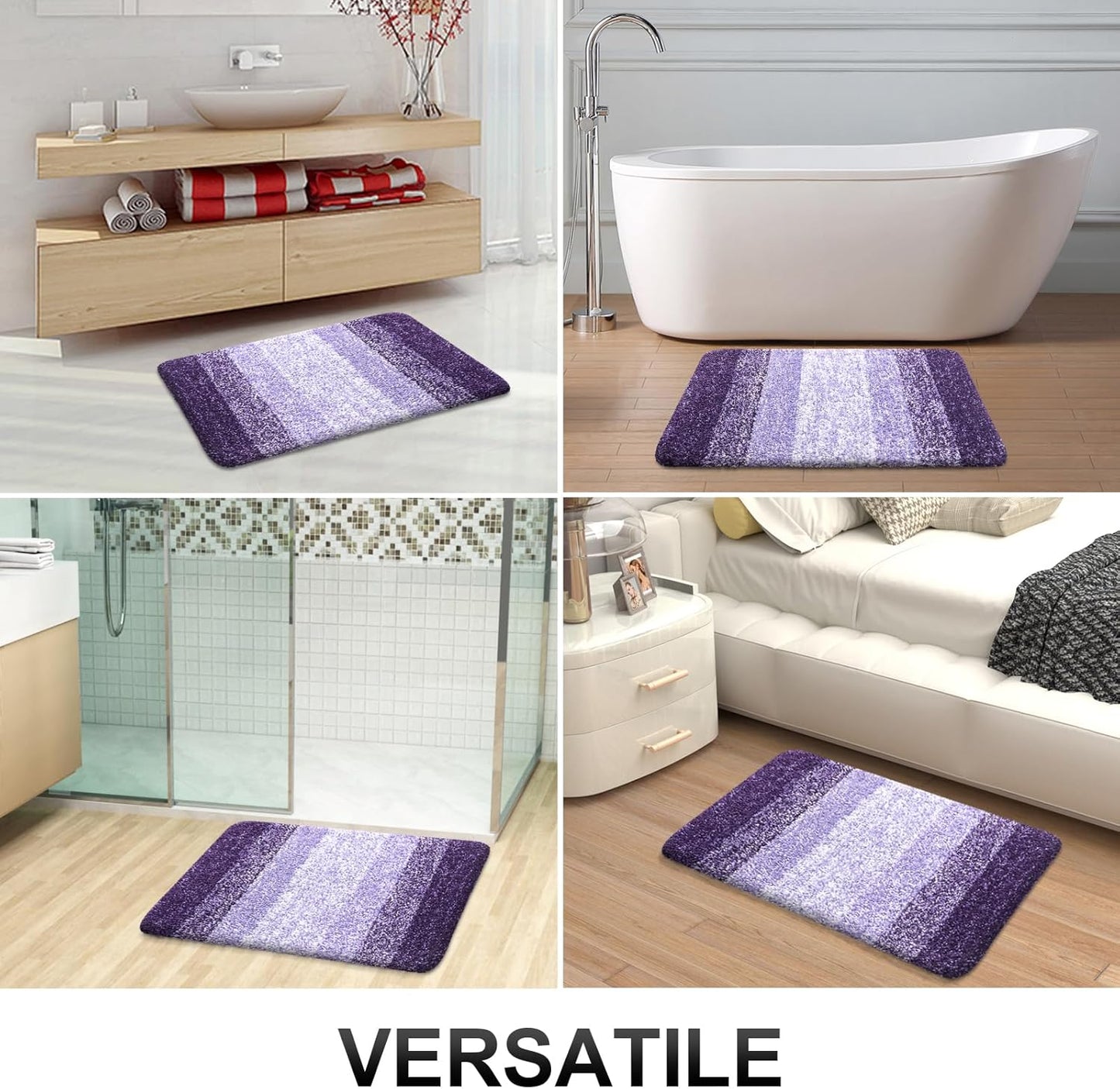 OLANLY Bathroom Runner Rug Mat - Extra Soft Microfiber, Quick Dry & Washable | 70x24 Violet