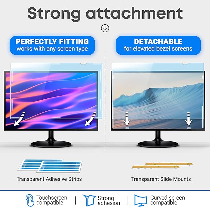VINTEZ 27 inch Blue Light Blocking Screen Protector Panel for 16:9 Widescreen Computer Monitor and Laptop - PC Anti-UV Eye Protection Filter Film - Anti-Scratch Diagonal Frame Shield [2 Pack]