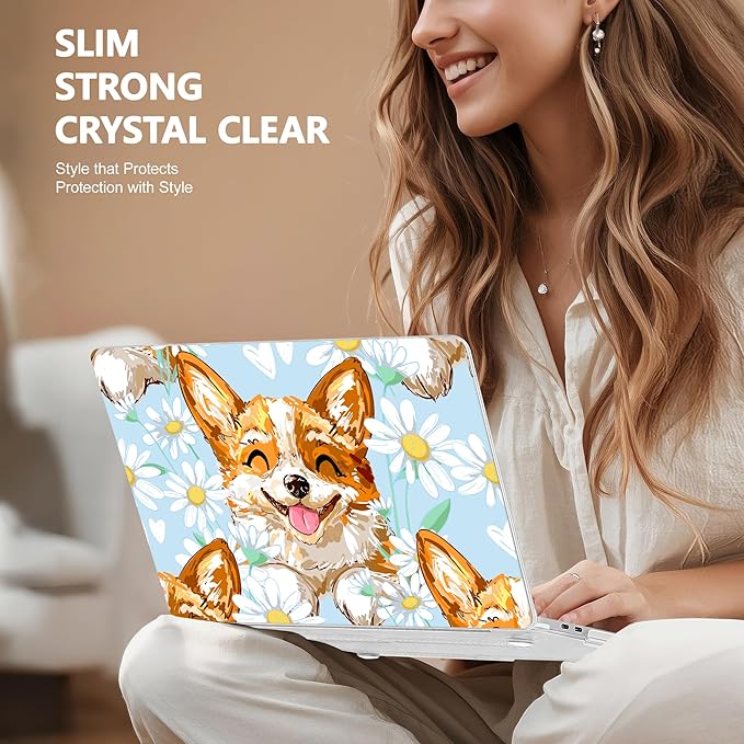 Lepeoac for MacBook Pro 16 inch Case 2019 2020 Release Model A2141, Plastic Hard Shell Cover with Keyboard Cover & Screen Protector for MacBook Pro 16 inch with Touch Bar & Touch ID, Cute Corgi Dog
