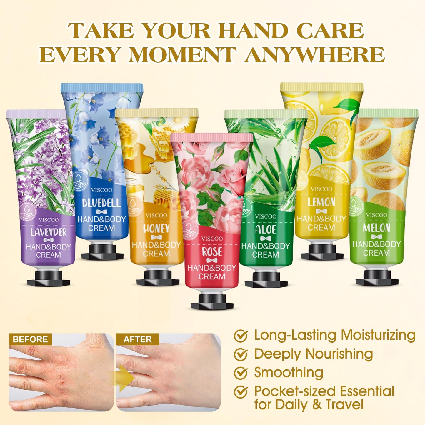 VISCOO 84 Pack Hand Cream Gifts Set for Women, Teacher Appreciation Gift/Graduation Gifts, Moisturizing Mini Hand Lotion Travel Size for Dry Cracked Hands, Birthday Gift