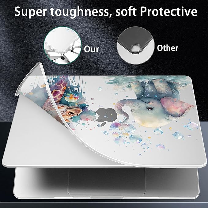 Lepeoac Case for MacBook Pro 16 inch Case 2026-2021 | M5 A3429 A3428 M4 M3 M2 M1 Pro/Max | Protective Hard Shell Laptop Cover with Screen Protector & Keyboard Cover | Elephant & Giraffe