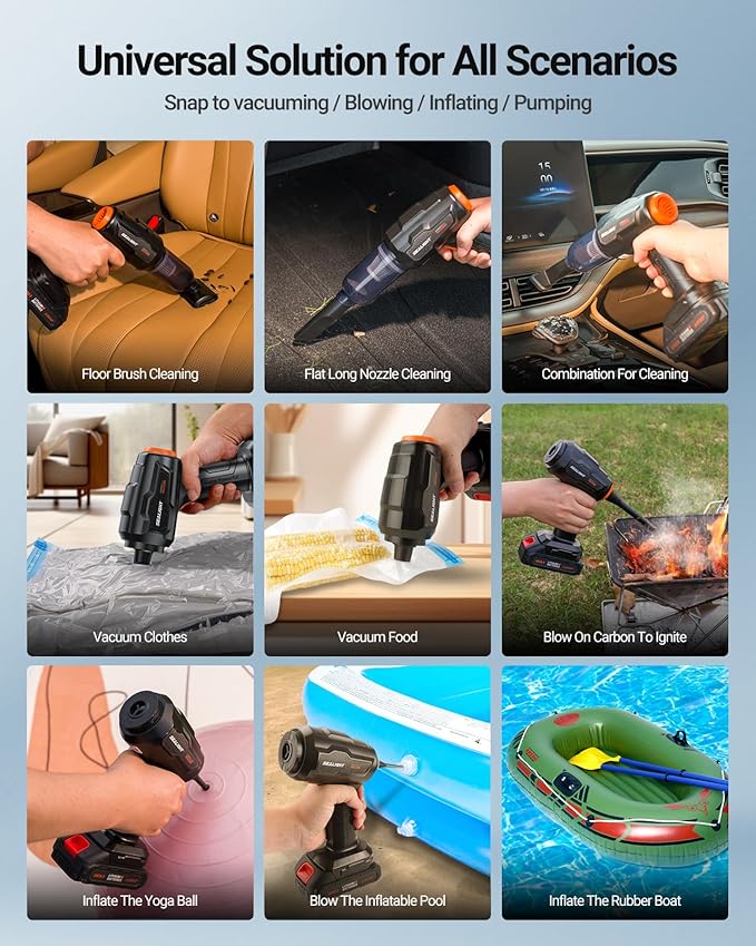 SEALIGHT Car Vacuum Portable Cordless, High Power Suction