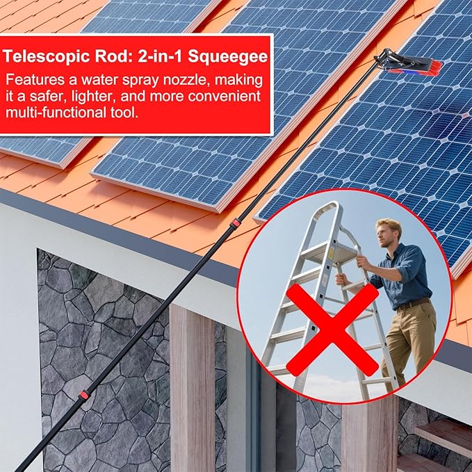 Telescopic Cleaning Brush, Multi-Purpose Water Spray Brush, Solar Panel Cleaning Equipment, Telescopic Hydrocleaner, 3.6m-10.8m, Roof Cleaning Tools Window Cleaner Kit(30FT/9M)