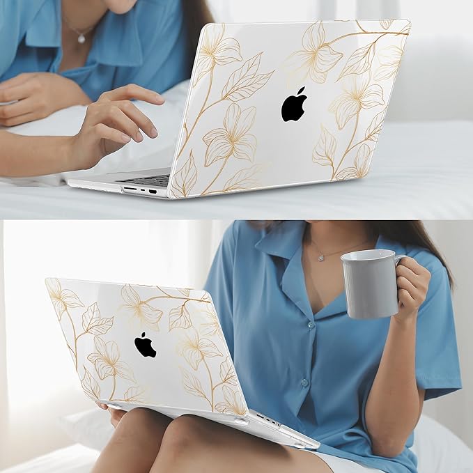 Mektron Case for 2026 M5 MacBook Pro 16 inch A3429 A3428 M4 A3403 A3186 M3 A2991 M2 A2780 M1 A2485 (2021-2025) Pro/Max with Liquid Retina XDR, Hard Shell Plastic Laptop Cover, Flower S718