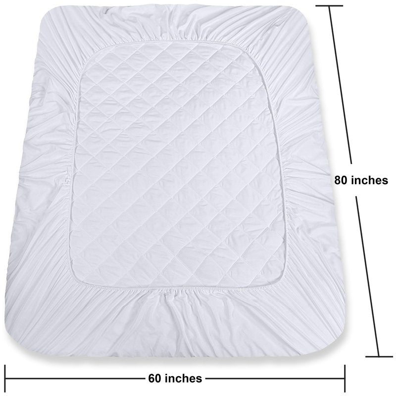 Utopia Bedding 2 Pack Quilted Fitted Mattress Pad, Queen Size, Elastic Fitted Mattress Topper Protector and Cover with Deep Pocket Stretches up to 16 Inches, Machine Washable (White)