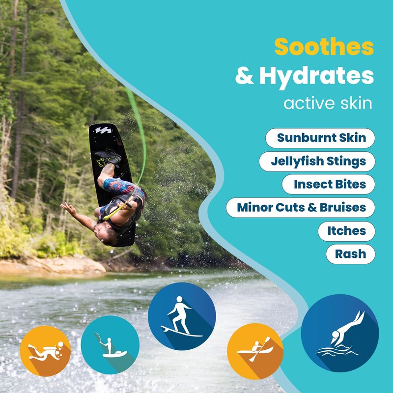 STREAM 2 SEA Sun & Sting Soothing Gel — Sunburn, Insect Bite & Jellyfish Sting After-Sun Care, Antioxidant Blend with Aloe, Green Tea & Wakame, Biodegradable Travel Size, 2.5 Fl Oz