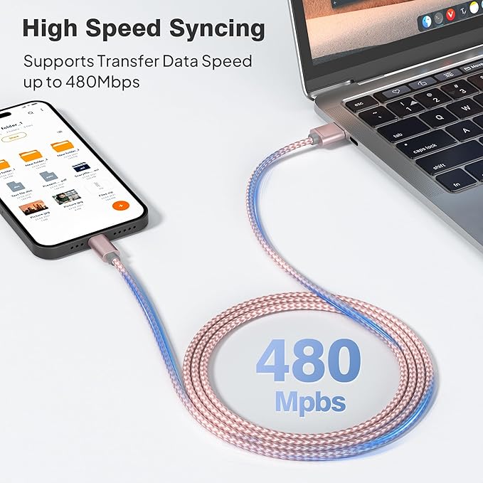 Elebase for iPhone 17 16 Pro Max Charging Cable 1.5/3.3/6.6FT 3Pack,USB A to Type C Car Charger Cord,USBC Power Cable for New Apple iPad 10 10th Mini 8 8th 7 7th Air 5 6 6th Airpods 4 4th Generation