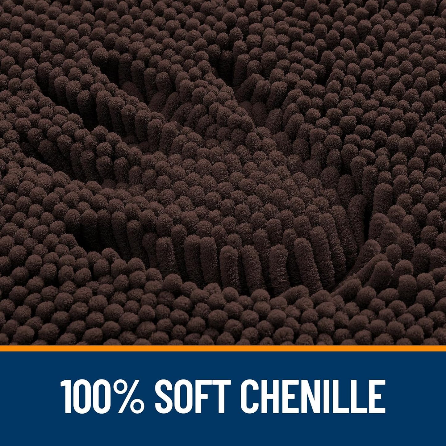 OLANLY Bathroom Rugs - Extra Soft Chenille Bath Mats with Rubber Backing | 47x24 Inches, Quick Dry, Machine Washable, Brown