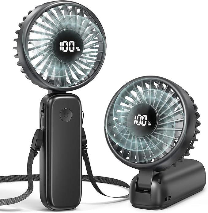 Handheld Fan Foldable, 5000mAh Rechargeable Hand Fans with Powerful Cooling, 4 Speeds, LED Display, Portable Fan for Travel,Concerts,Makeup,Lash,Outdoor Events,Gifts Women