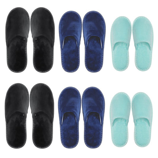 OSTADARRA 6 Pairs Spa Slippers, Non Slip Disposable Slippers For Guest, Washable Reusable, Which Can Be Used As Women Men, House, Indoor, Bathroom, Bedroom, Hotel, Bride Slippers (2 sizes)