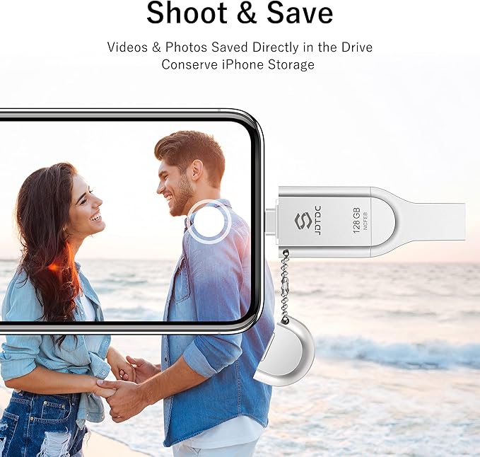 Genuine Apple MFi Certified iPhone Flash Drive 512GB - Real Capacity - One-Click Encrypted Auto Backup Photo Stick, Securely Store & Transfer Photos, Videos, Contacts, Files For iPhone/iPad/Android/PC