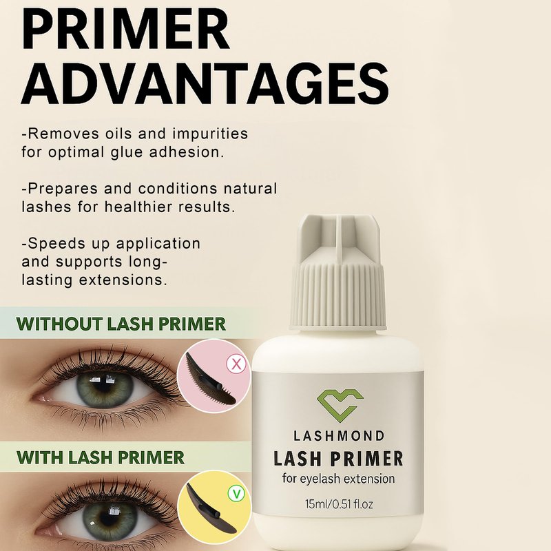 Lashmond Eyelash Extension Glue & Primer Set – Professional Black Lash Adhesive (10ml, 2-3s Drying, 6-8 Weeks Retention) + Lash Primer (15ml) for Lash Artists & Beginners