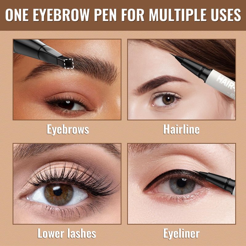 iMethod Eyebrow Pen - Eyebrow Pencil,2-in-1 Eyeliner Dual-Ended Brush-Tip Microblading 4d Eyebrow Pencils for women,Long Lasting Waterproof Hair-Like Brow Pencil,with Eyebrow Brush,LightBrown