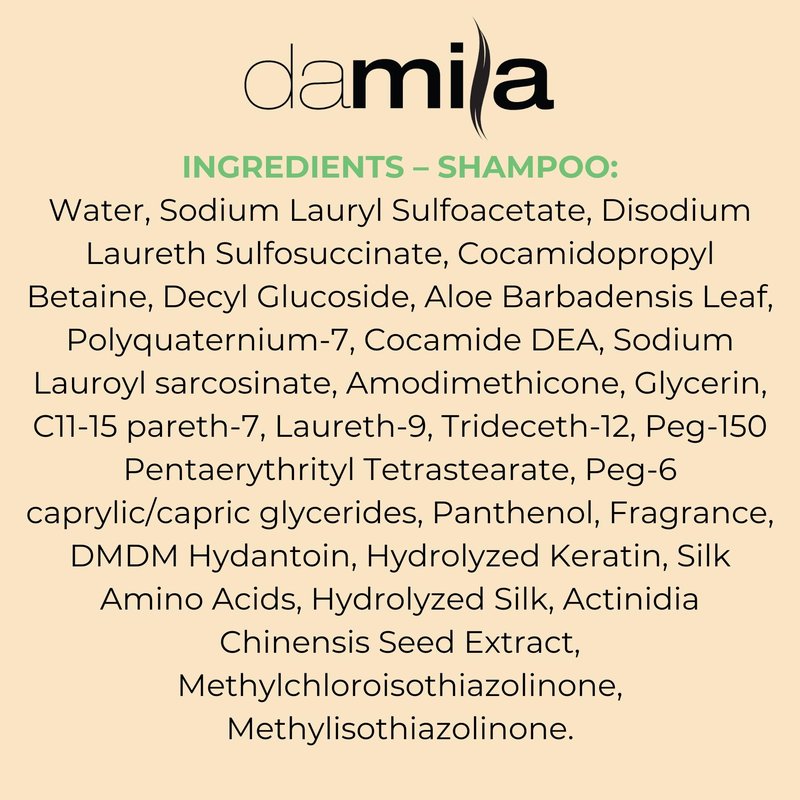 Damila Salt & Sulfate Free Shampoo & Conditioner for Keratin and Color Treated Hair - Professional Keratin Value Pack for Damaged, Frizzy, Curly, Dry & Thin Hair - Shampoo Sin Sal - 16.9 Fl Oz