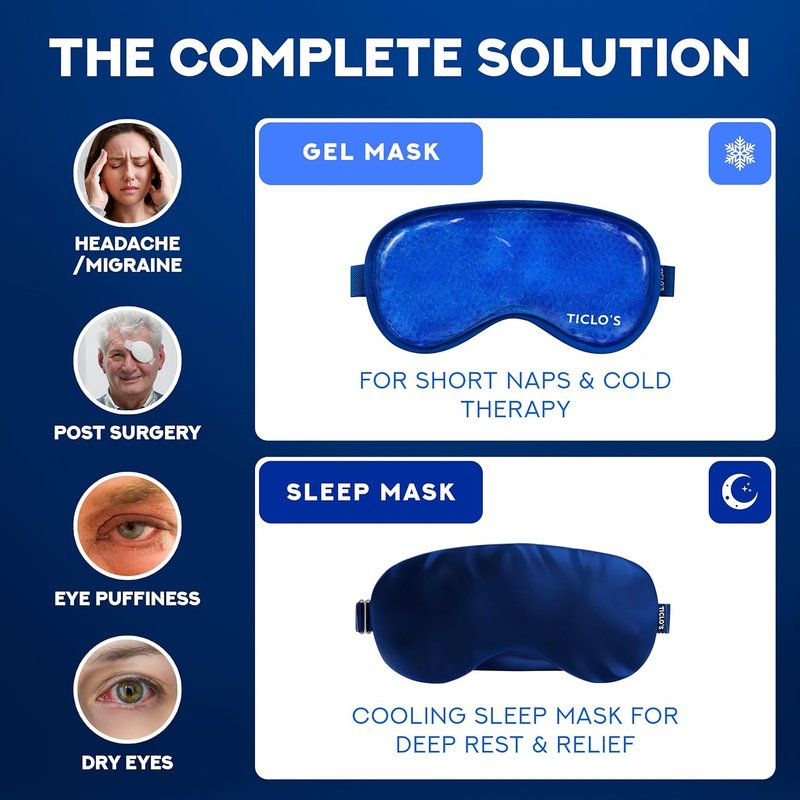 Cooling Eye Mask for Puffy Eyes | Gel Sleep Mask for Dark Circles, Migraines & Recovery - Gift Ready Box