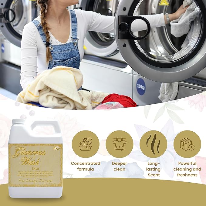 Worldwide Nutrition Bundle Compatible with Tyler Candle Company Glamorous Wash Diva Laundry Liquid Detergent - Diva Scented Luxury Detergent - Hand and Machine Washable - 907g (32 Fl oz) with Keychain