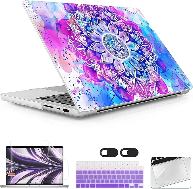 Lepeoac Case for MacBook Pro 16 inch Case 2026-2021 | M5 A3429 A3428 M4 M3 M2 M1 Pro/Max | Protective Hard Shell Laptop Cover with Screen Protector & Keyboard Cover | Mandala