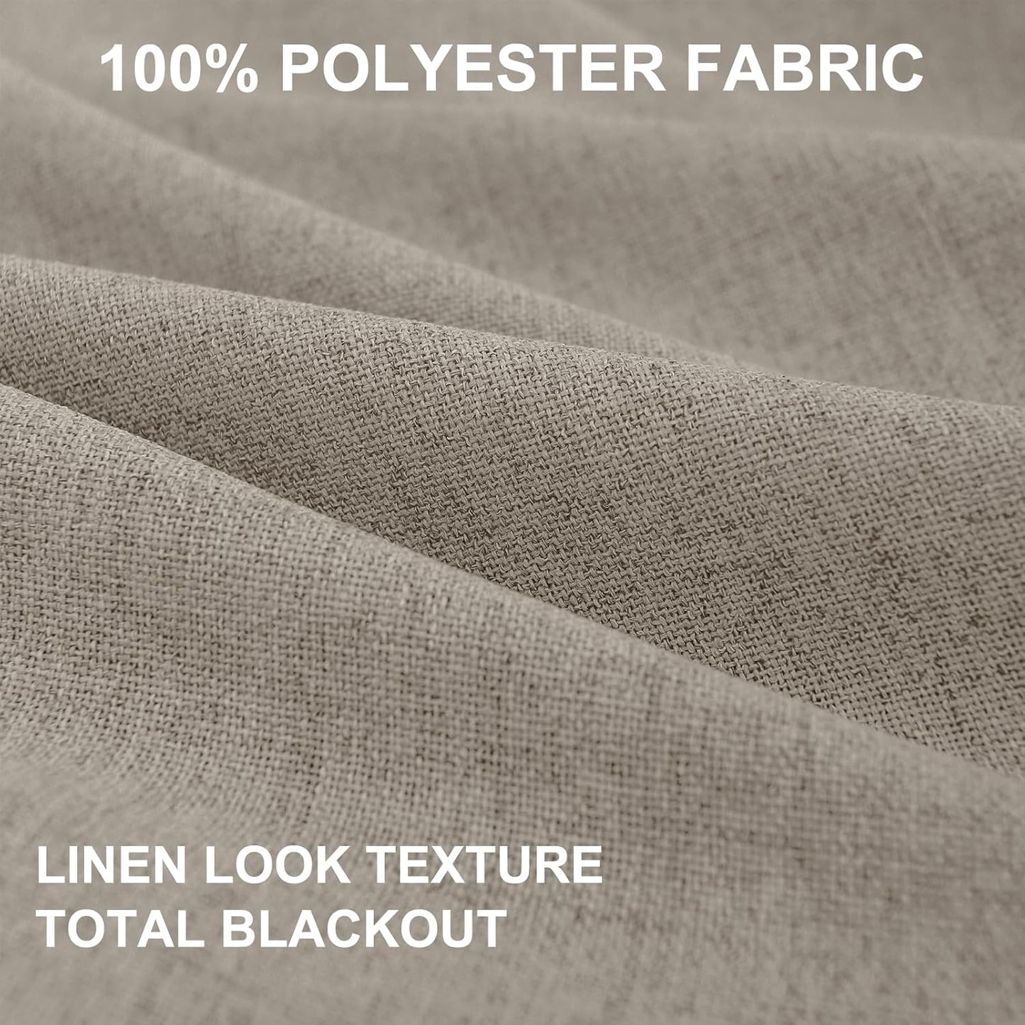 Skiennix 100% Blackout Linen Curtains - Thermal Insulated Drapes, 50" W x 102" L, 2 Panels Set